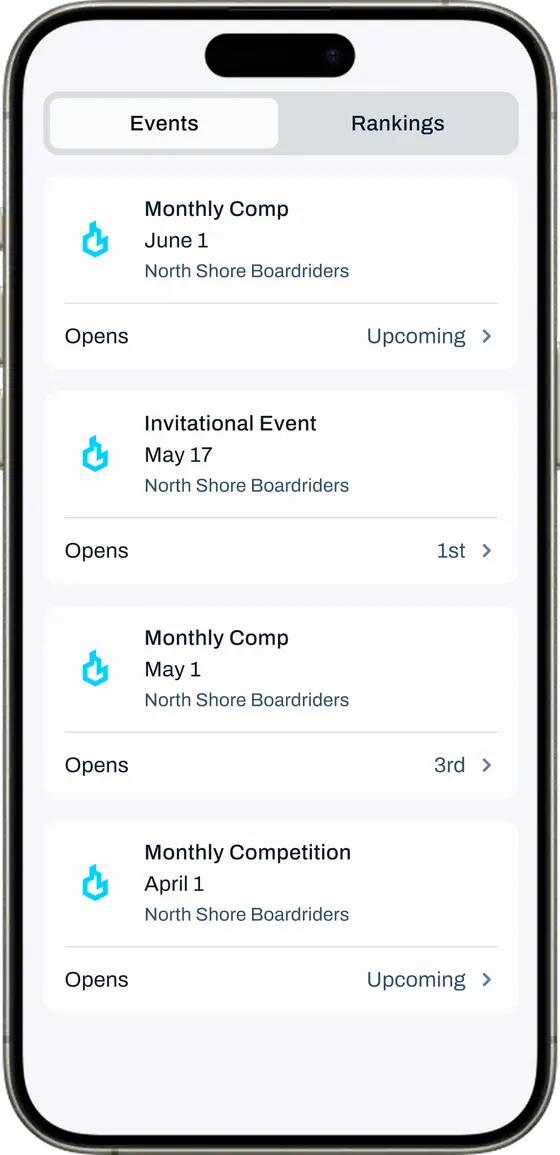 Competition history app preview